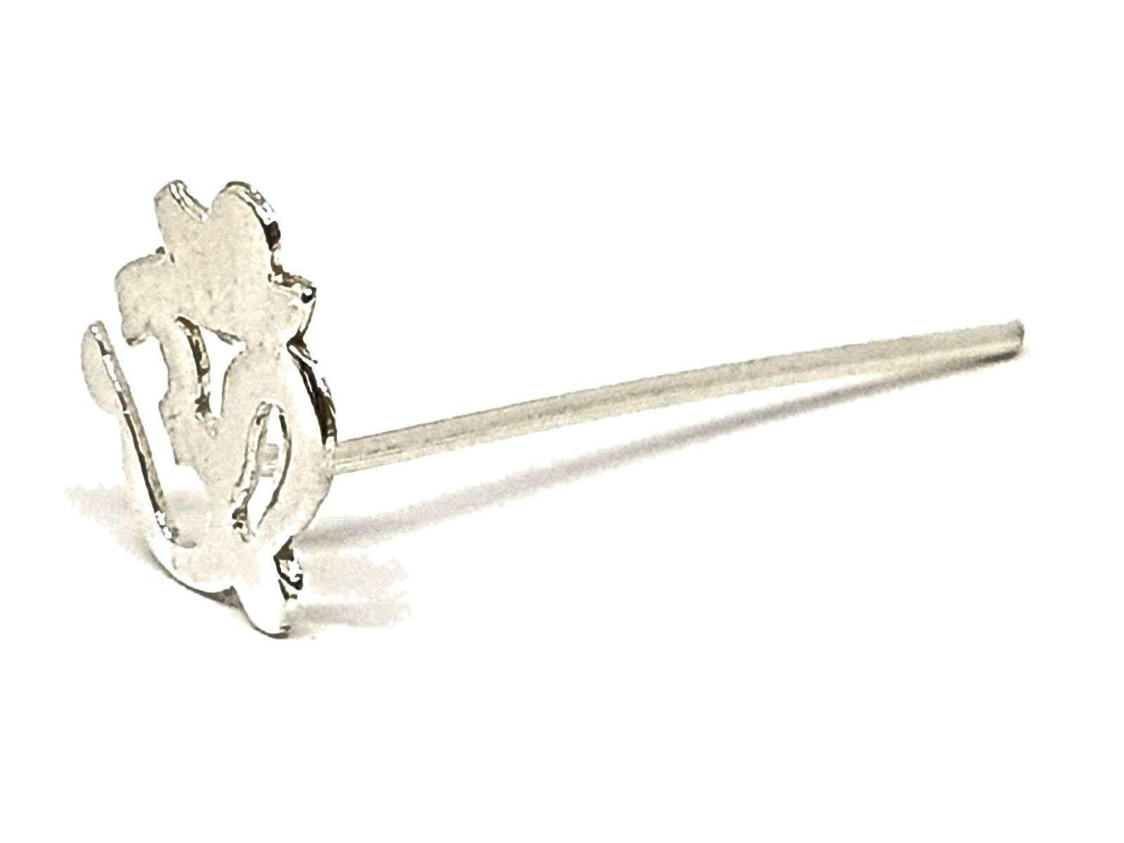 Om Nose Stud Long 25mm 18g (1mm) Fishtail Pin 925 Sterling Silver Jewellery