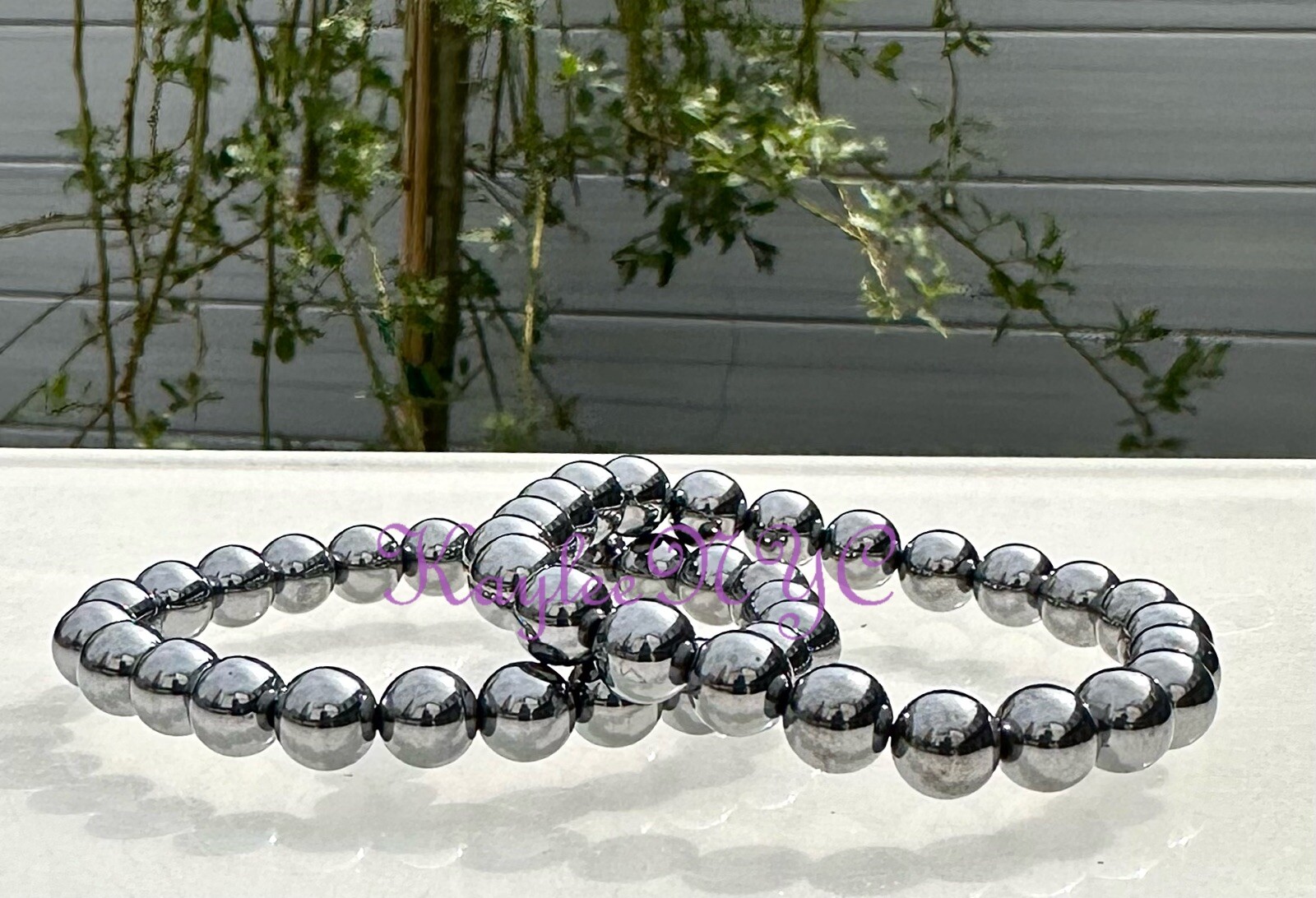 Wholesale 6 Pcs Terahertz 8mm 7.5” Crystal Stretch Bracelet