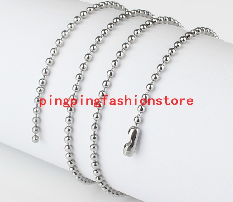 1.5-12mm Fashion Women Men Silver Ball Bead Chain Stainless Steel Necklace16-40″
