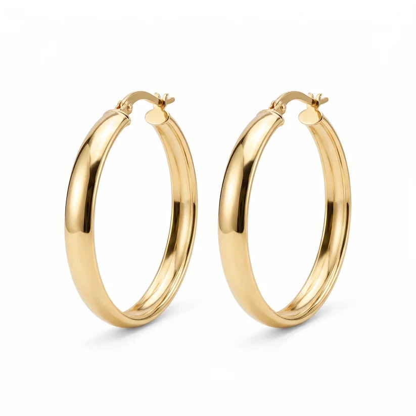 18k Gold Filled Hoops 2 pairs, everyday wear, waterproof, earrings for women