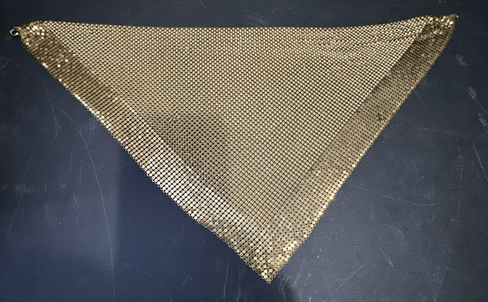 Vintage Unsigned WHITING & DAVIS Gold Tone Mesh Bib Necklace 12k Clasp