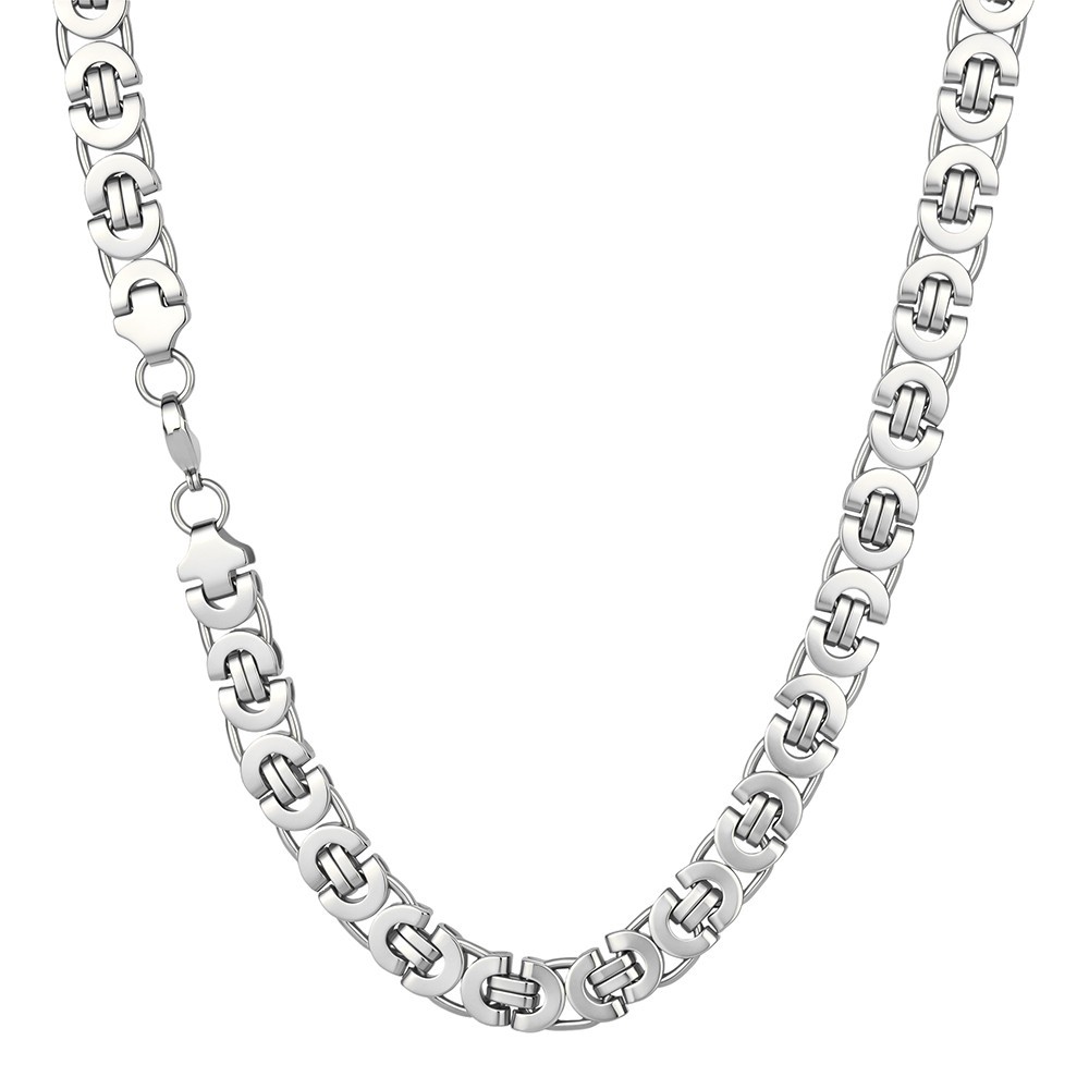 11mm Silver/Gold/Black Stainless Steel Flat Byzantine Box Chain Necklace 16″-40″
