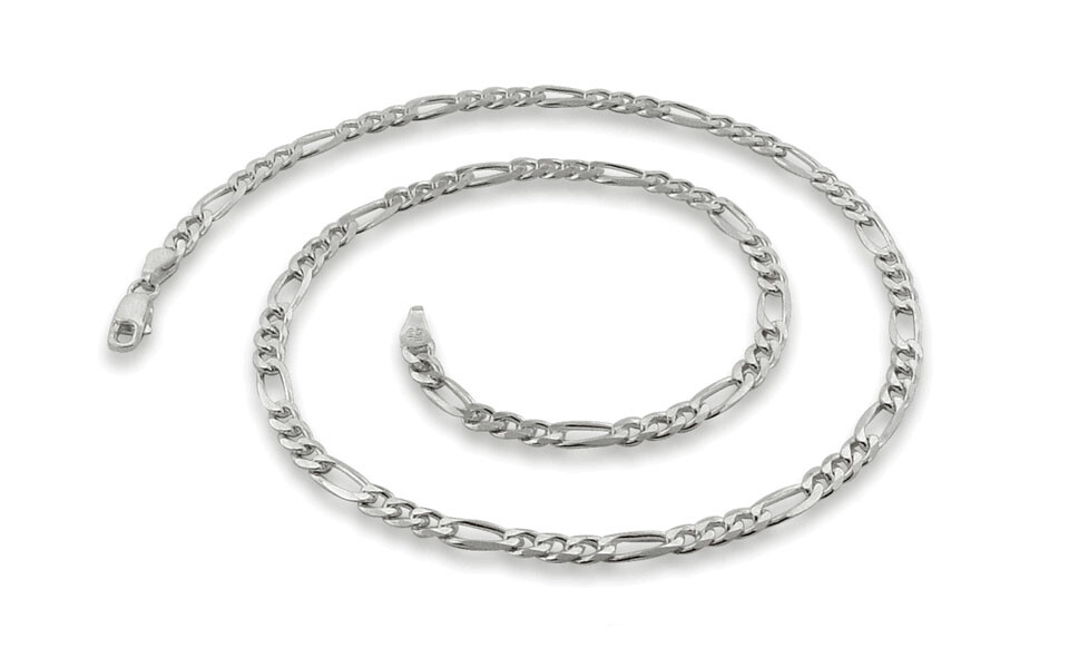 Verona Jewelers Sterling Silver 925 Italian 3MM Figaro Link Chain Necklace