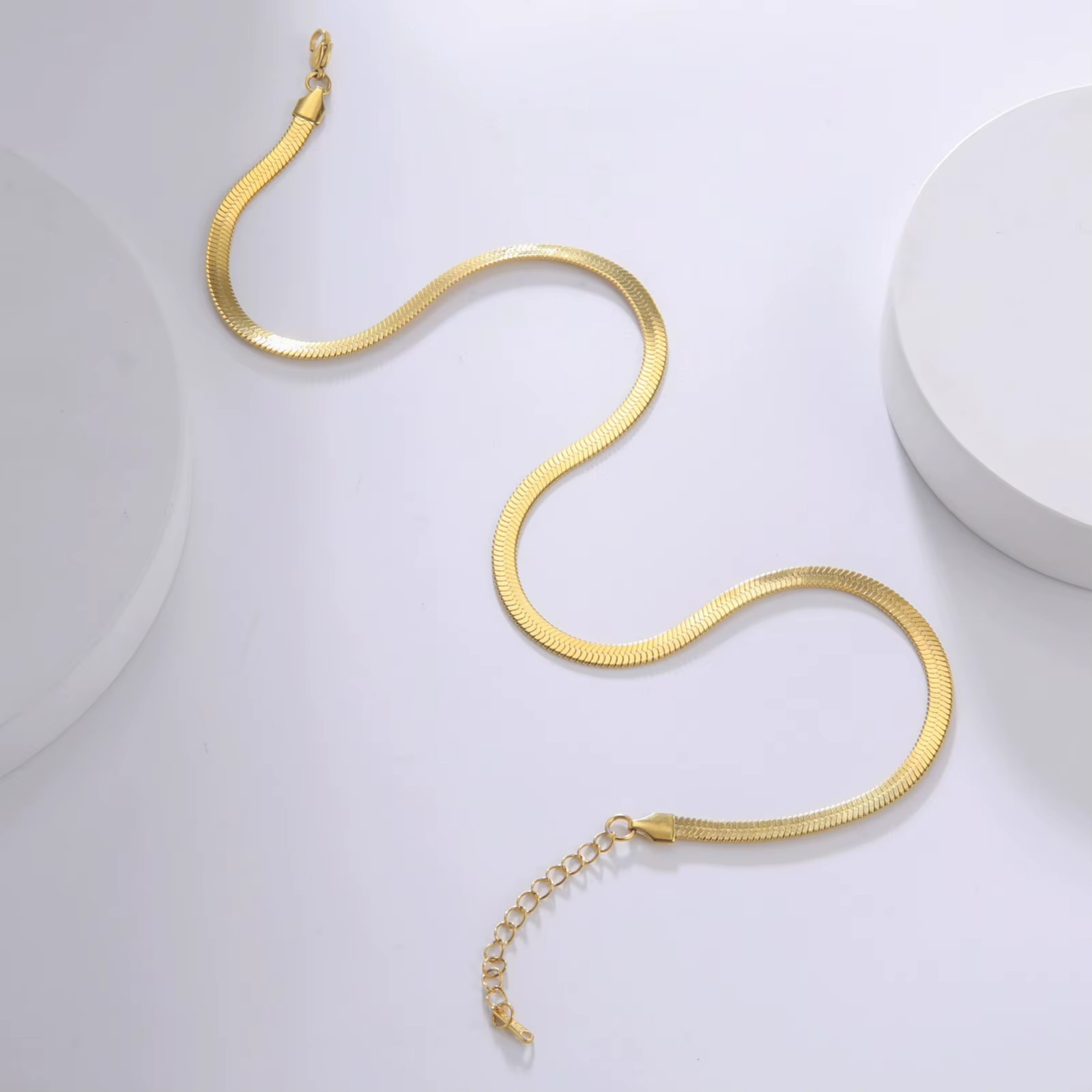 Stainless Steel Snake Chain Necklace Gold Herringbone Choker Unisex Jewelry Gift