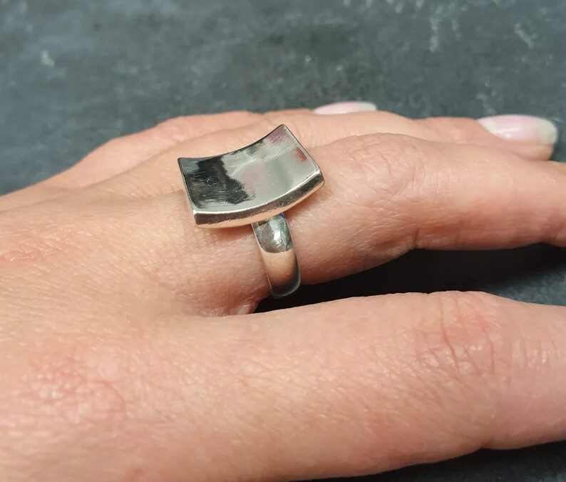 Large Square, 925 Sterling Silver Band &Statement Handmade Ring Allsize-B-49