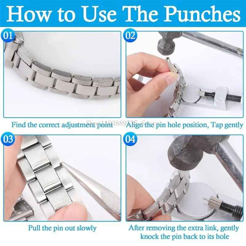 Metal Adjustable Watch Band Strap Bracelet Link Pin Remover Repair Tool Kit US