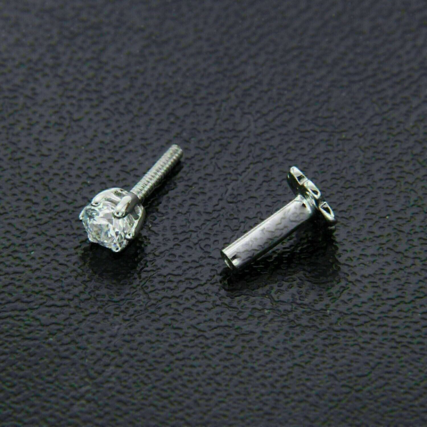 2.5MM Round Natural Diamond Solitaire Women’s Nose Pin With Real 14K White Gold