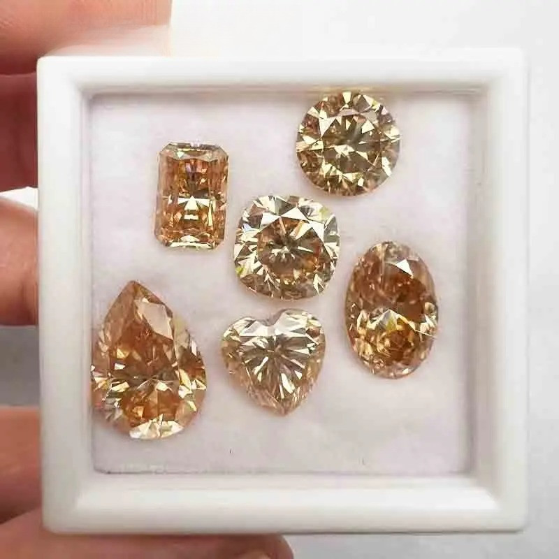 Champagne 0.5-3ct Multiple Shapes Moissanite Loose Stone VVS1 Wholesale Price