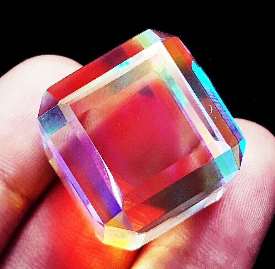 Certified 200 Ct Natural Cube Cut Rainbow Color Mystic Quartz Loose Gemstone 1