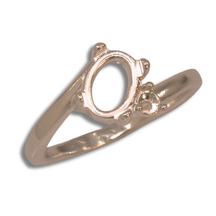 (8x6mm – 10x8mm) Oval Cabochon Bypass Accent Ring Mounting (Size 4 – 11)