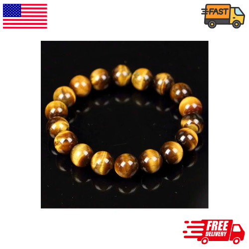 Genuine Tiger’s Eye 8mm Beaded Healing Chakra Protection Men Women Bracelet Gift