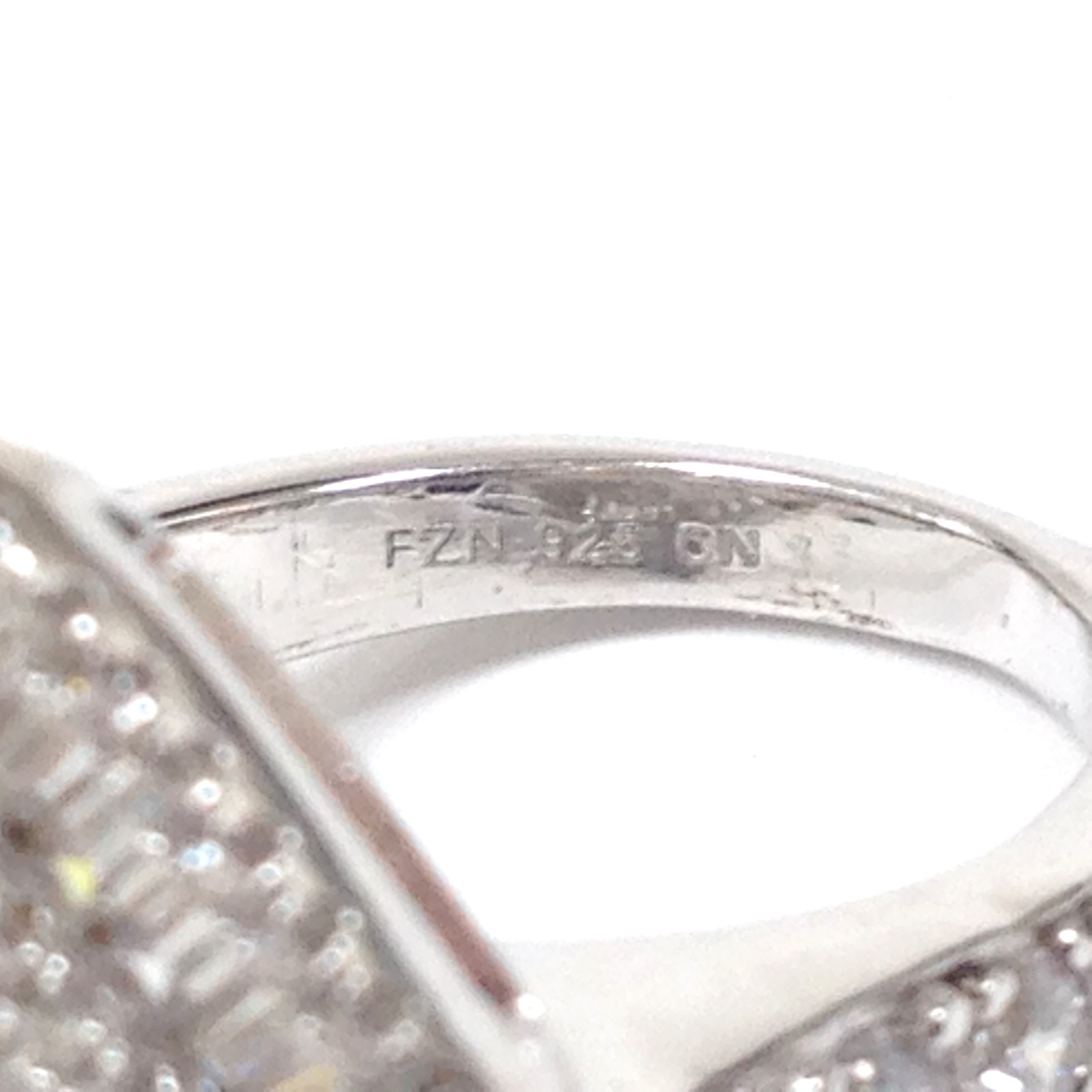 FZN Fuzion Creations 925 Sterling Silver Art Deco-Style CZ Statement Ring Sz 4.5