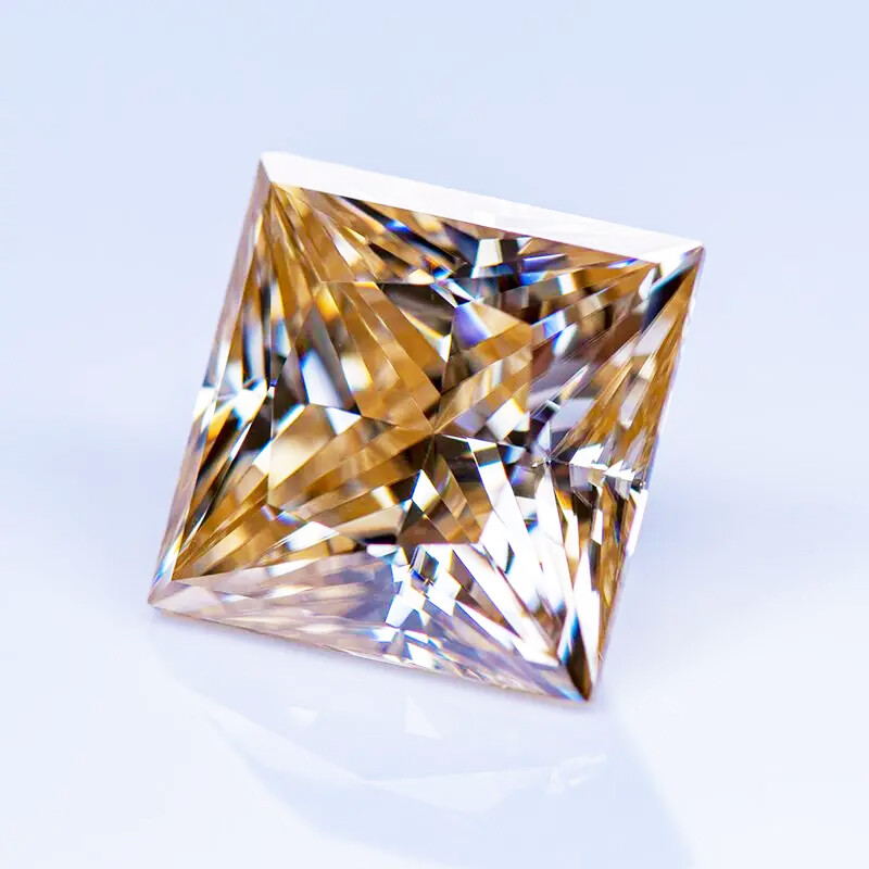 Princess Square Cut Moissanite Loose Stone Champagne VVS1 GRA Lab-Created Gems