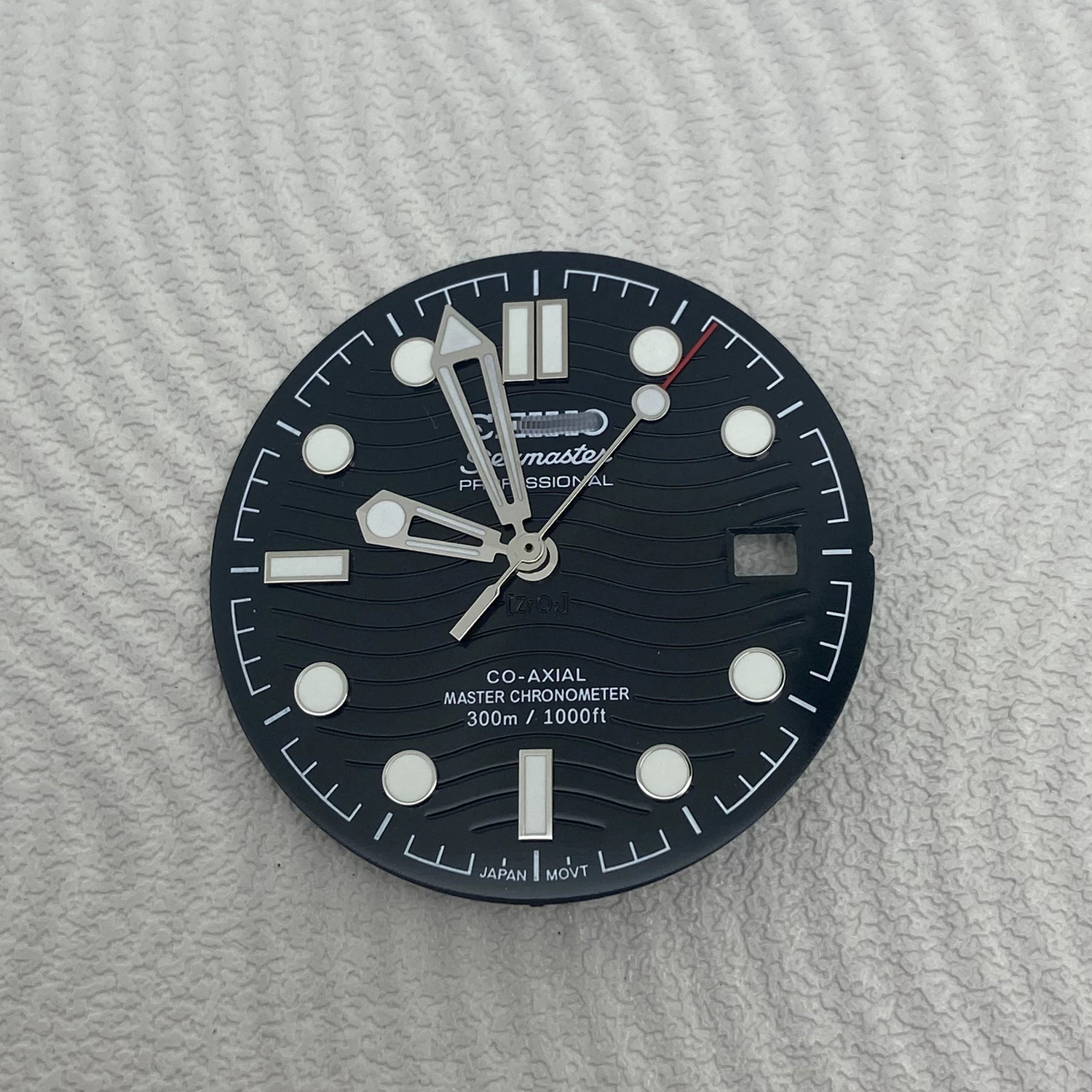 31mm Ripple Pattern Watch Dial+Hands Green Lume For NH35 Movement Watch Parts