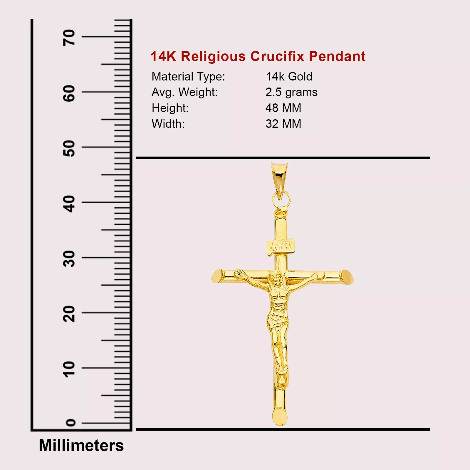 Real 14k Yellow Gold Jesus Crucifix Cross Pendant Charm All Size