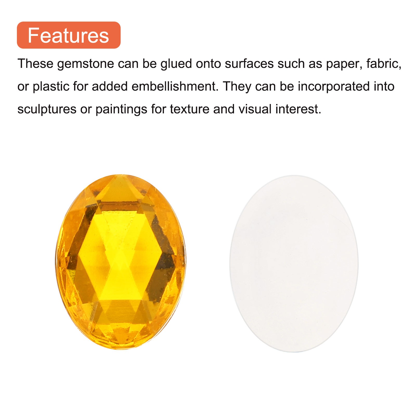 10Pcs Acrylic Oval Gems 30×40 mm Flat Back Rhinestones DIY Gold