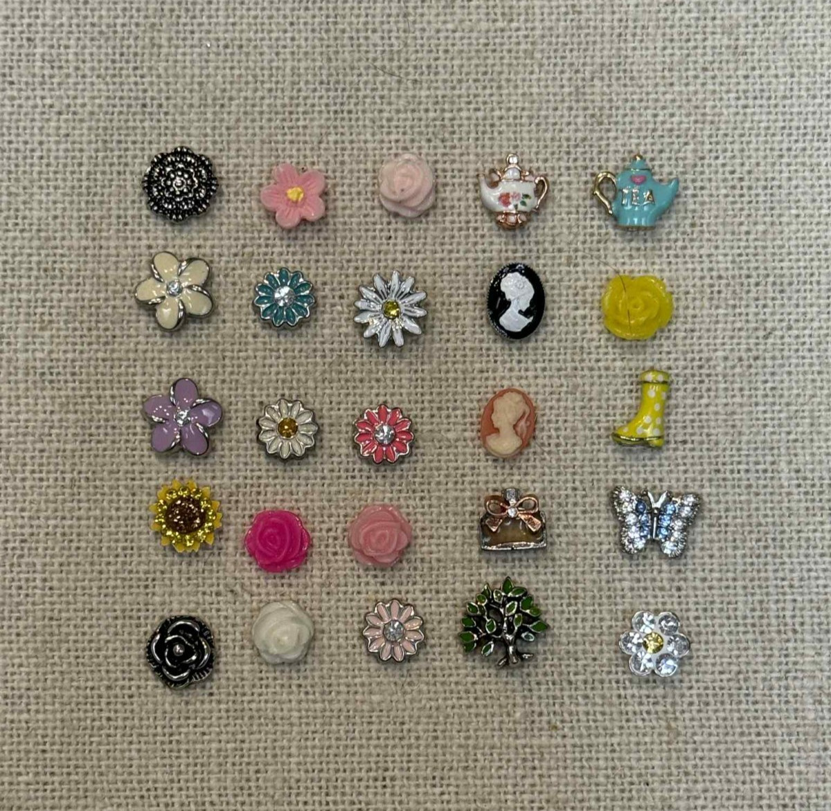 Authentic Origami Owl Charms FLOWERS GARDEN TEA POTS CAMEOS Perfume FAMILY TREE