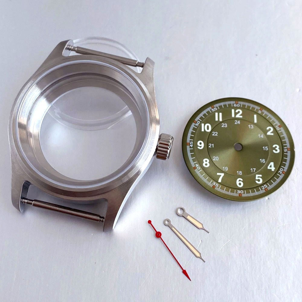 36mm Pilot Watch Case+Dial Set Sapphire Fit NH35 Miyota8215 821A ETA2824 PT5000