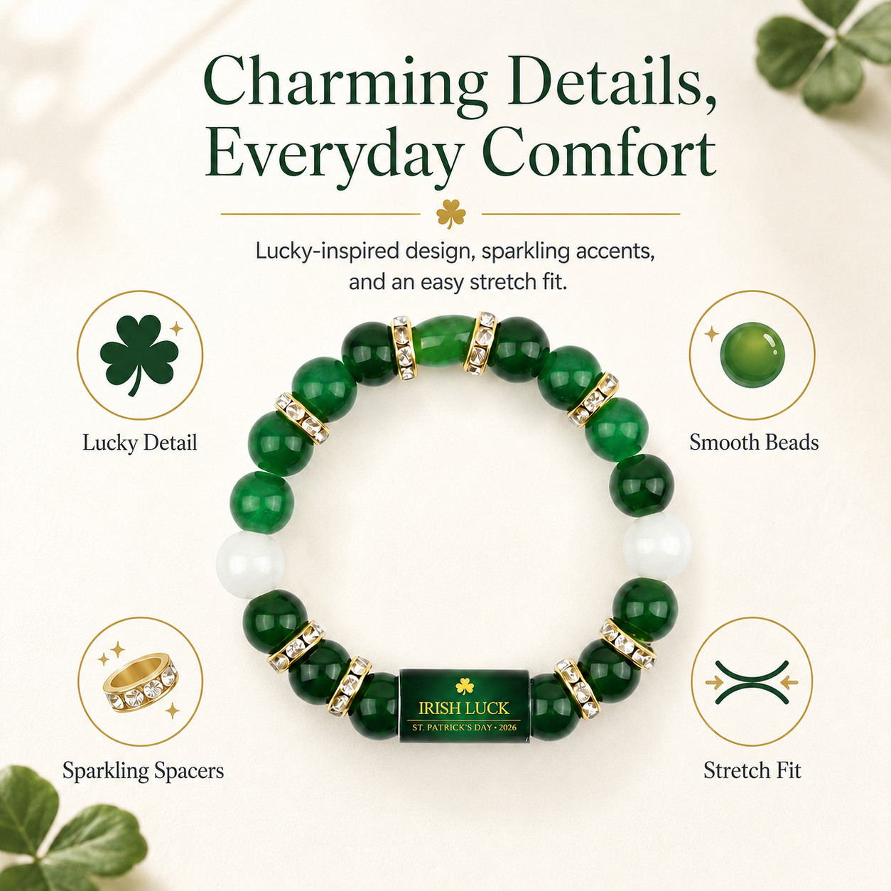 Irish Luck Bracelet – Money Attract Wealth,Abundance and Perfect Good Luck Gift
