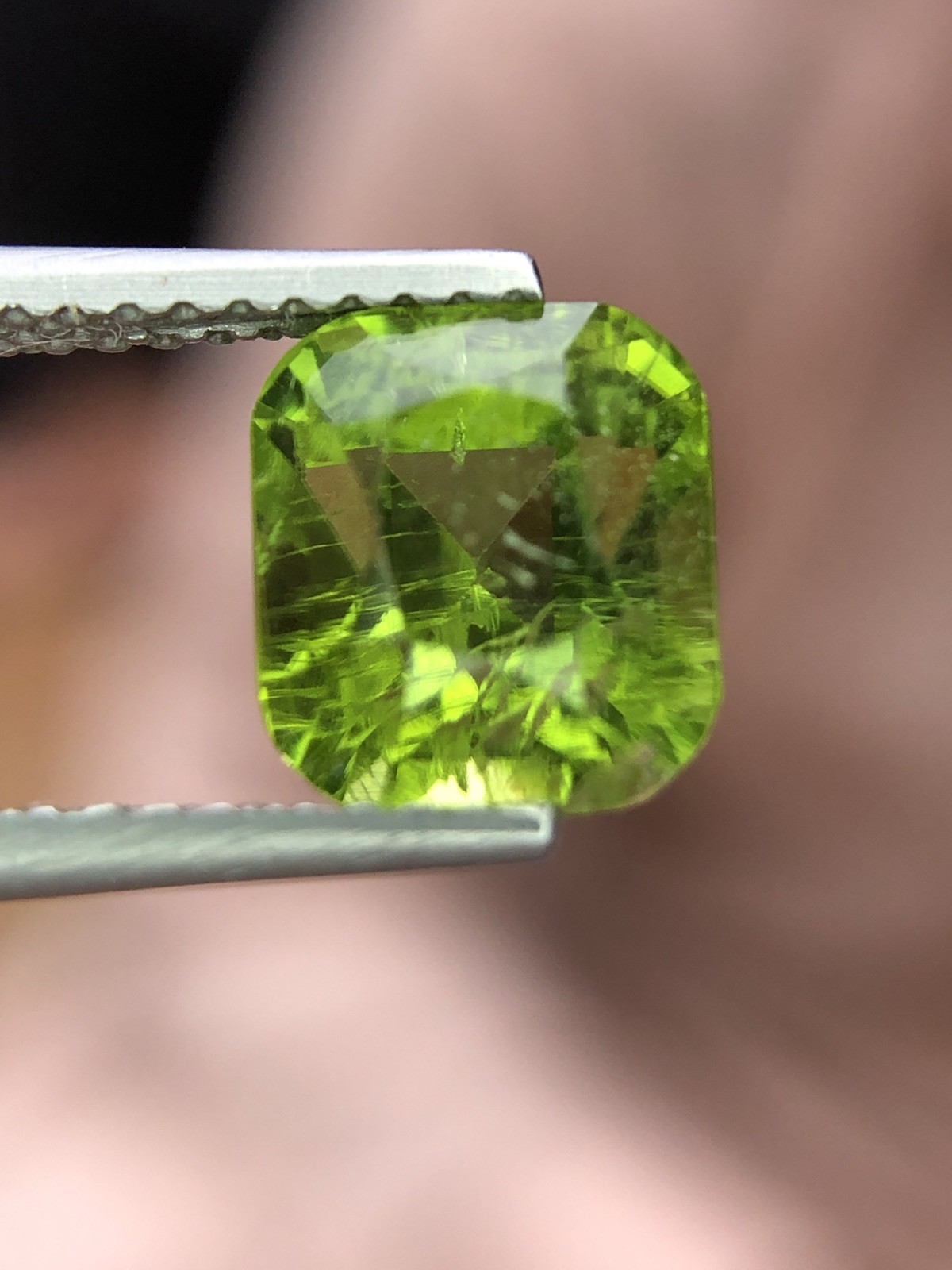 3 Cts Natural Green Peridot Cushion Cut Slightly Included Loose Gem