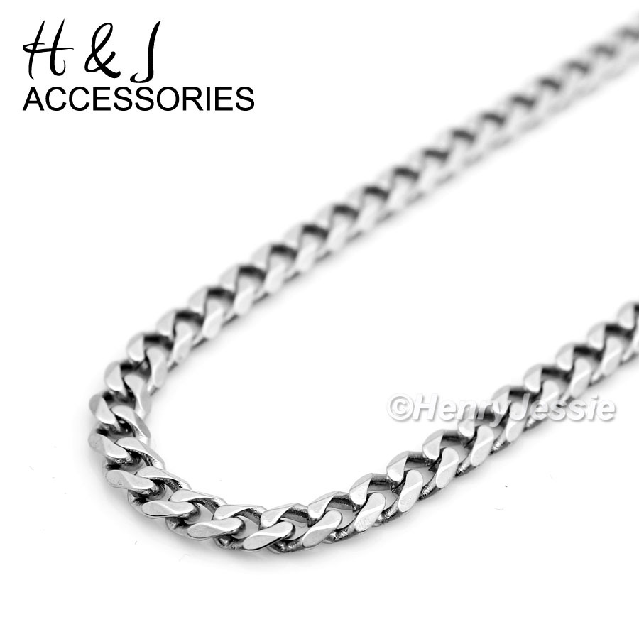 18-36″MEN 316L Stainless Steel 3mm Silver Classic Cuban Curb Link Chain Necklace