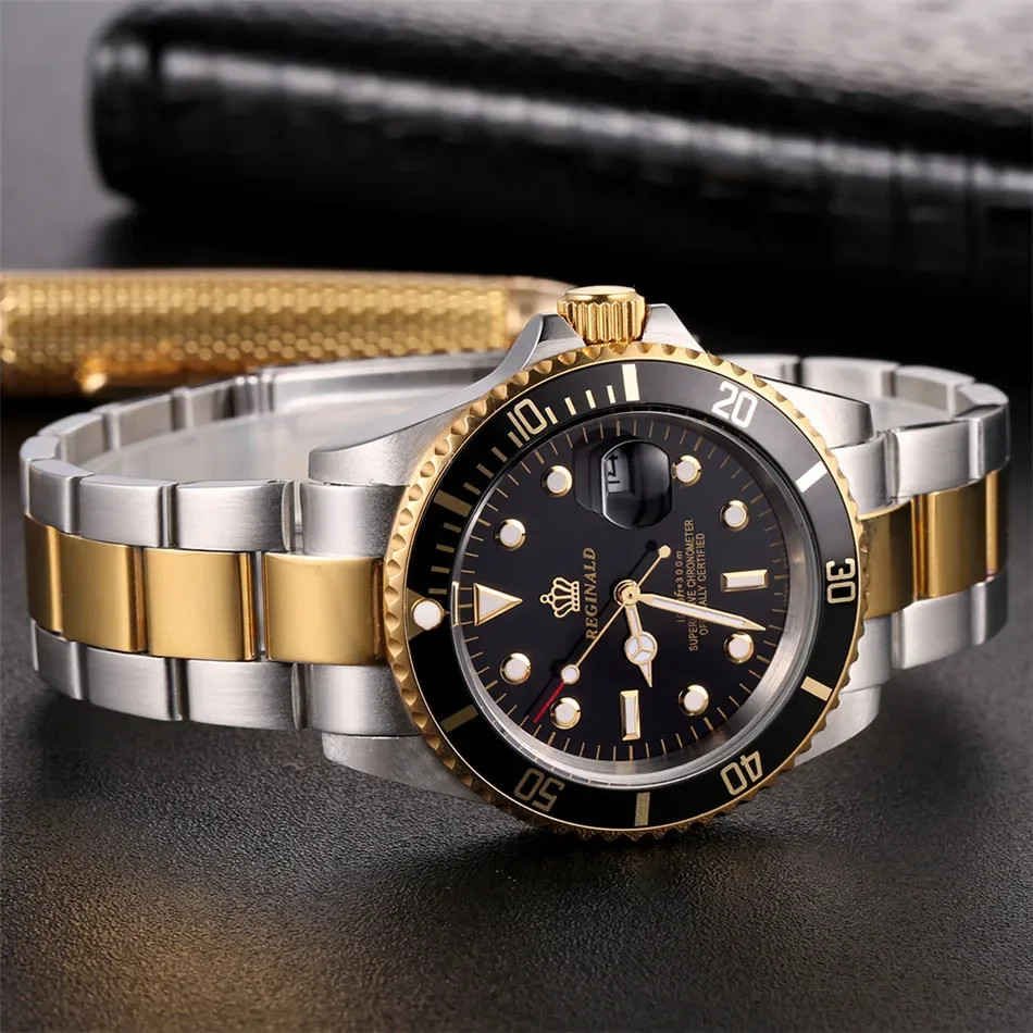 Men’s Sport Watch Rotatable Bezel GMT Sapphire Date Stainless Steel reloj hombre