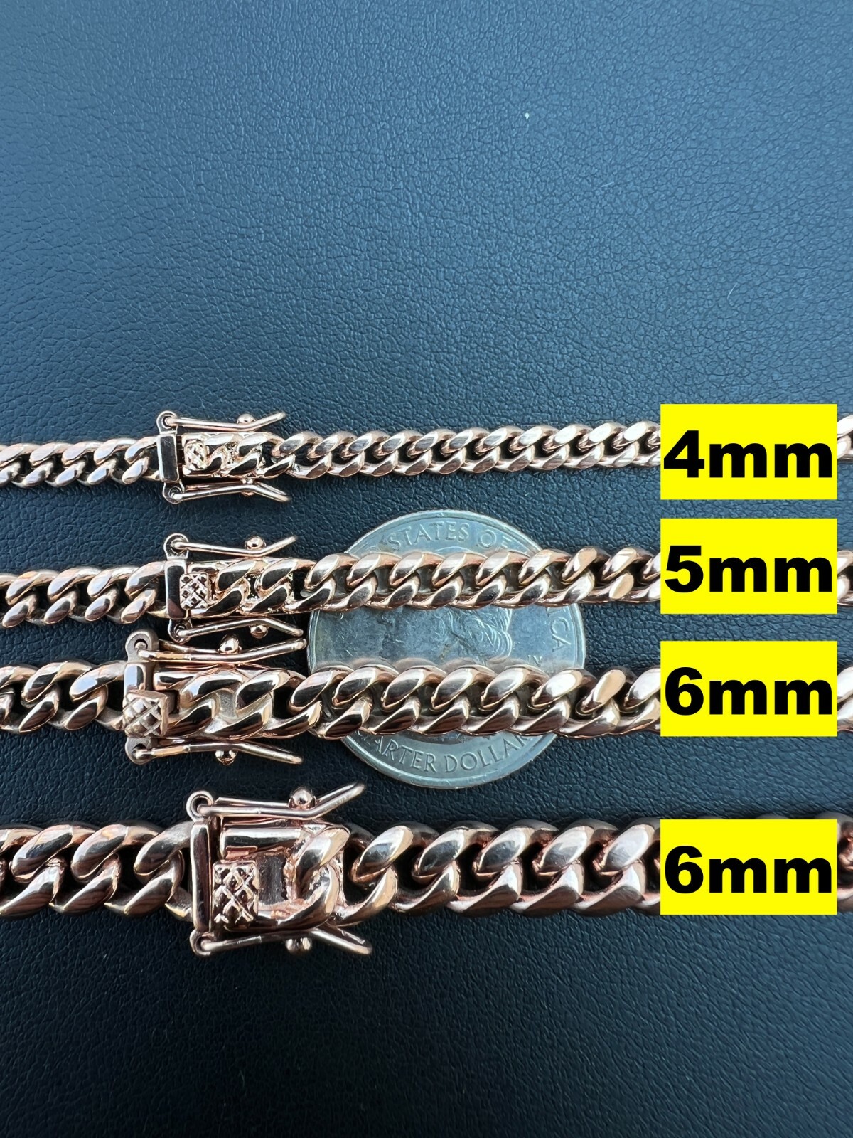 Miami Cuban Link Chain Necklace 14k Rose Gold Stainless Steel 4-18mm