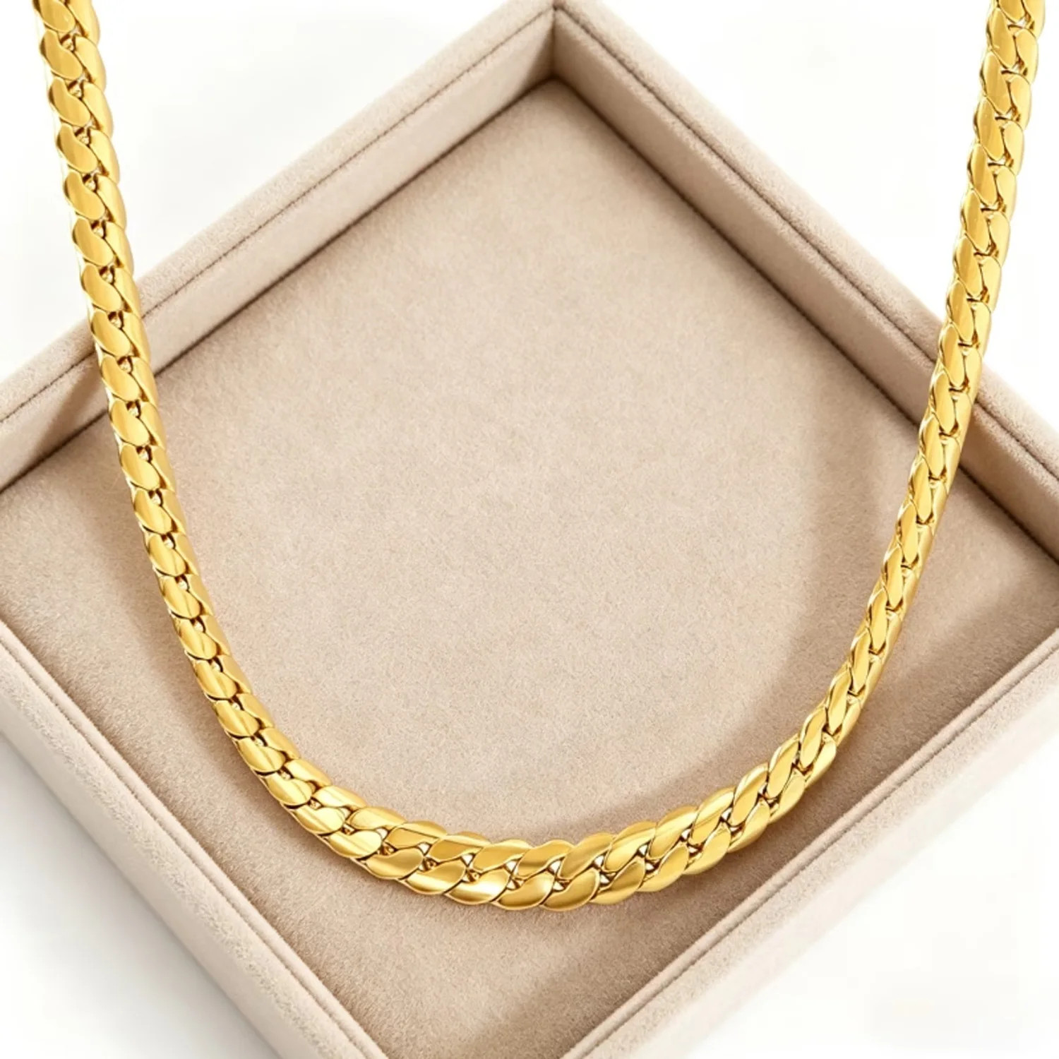 Trendy Hip-Hop Cuban Chain Necklace for Men and Women, Stainless Steel, Fade-Res