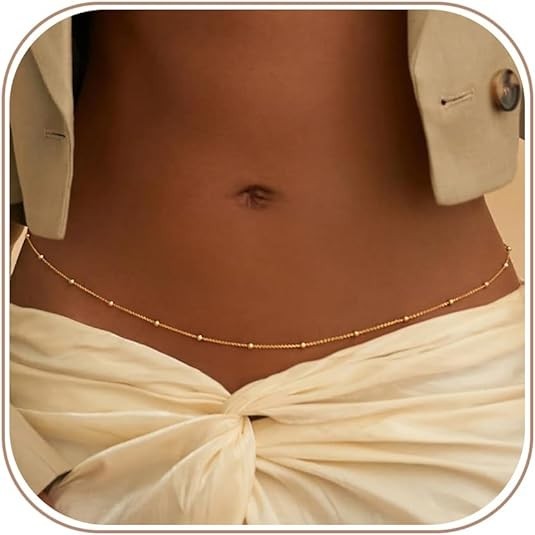 14K Gold Plated Waist Chain Layered Body Belly Chain Bikini Jewelry Women
