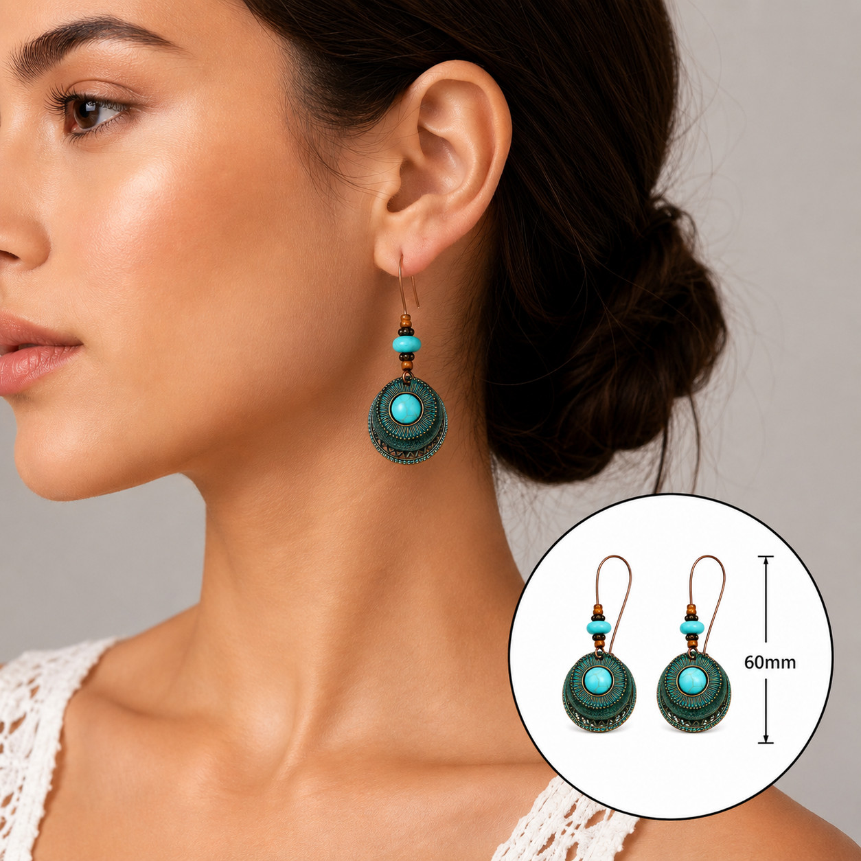Vintage Boho Style Dangle Drop Earrings With Turquoise For Women Fashion Jewelry