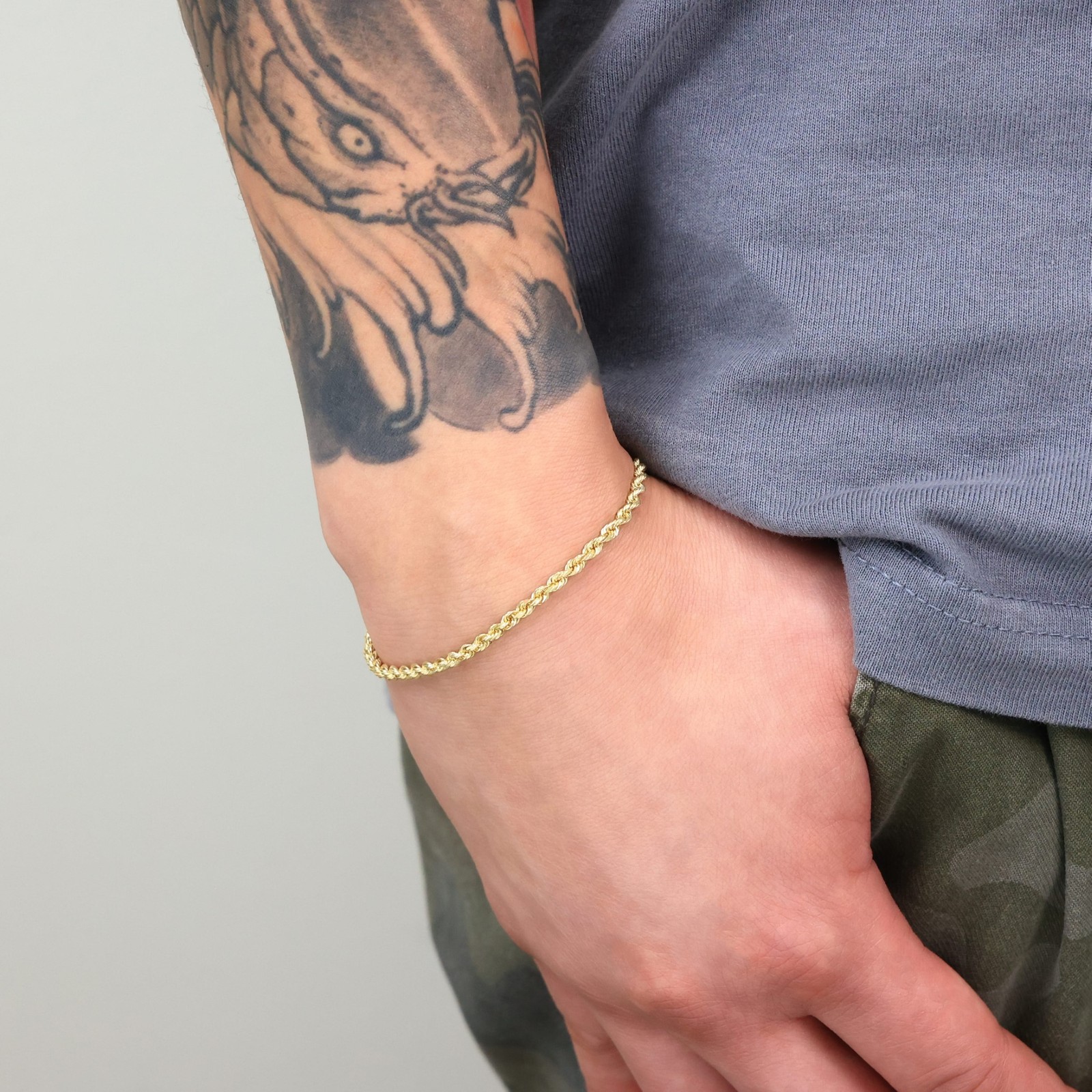 10K Yellow Gold 3mm Diamond Cut Rope Chain Italian Bracelet 7″ 7.5″ 8″ 8.5″ 9″