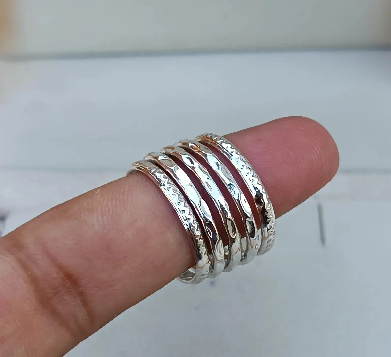 925 Sterling Silver, Solid Silver, Band Ring, Set of 5 Band Ring Stackable