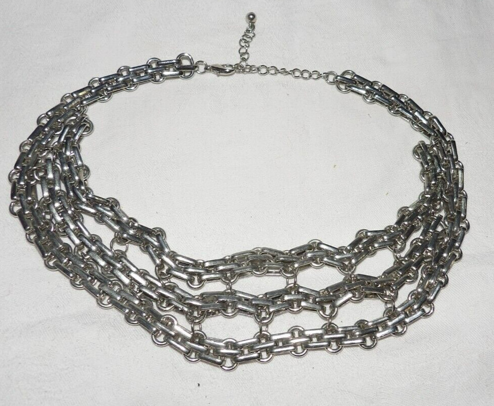 STAINLESS STEEL Lot of 3 Chain NECKLACES Single 22″ &34″ Length 18″ Multi-Strand