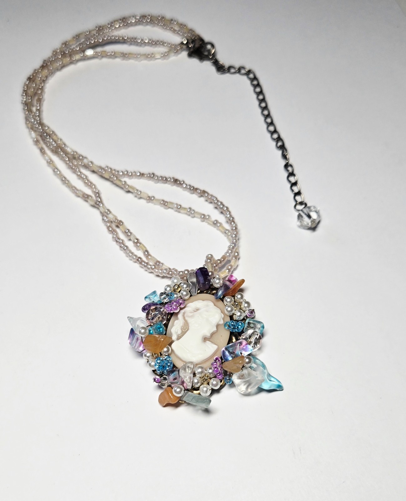 Cameo Necklace Wholesale Lot of 6 Vintage Beaded Victorian Style Beaded Jewelry