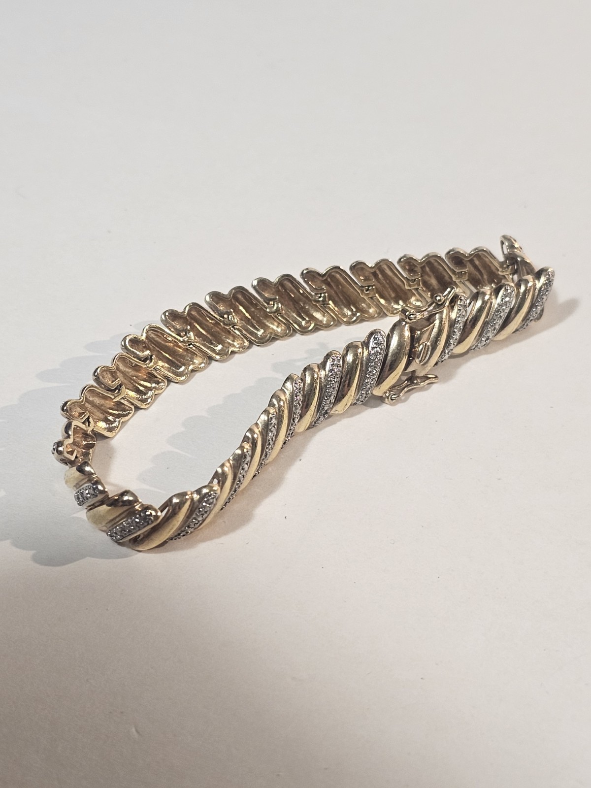 DAZZLING VERMEIL 925 STERLING TAPERED BAGUETTE CUBIC ZICORNIA TENNIS BRACELET 8″