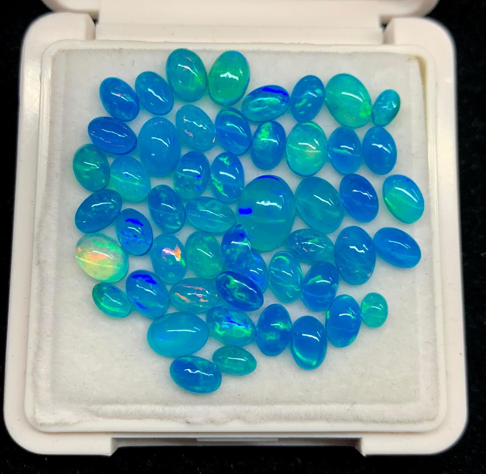 Sky Blue Opal Cabochon, Dyed Color Natural Ethiopian Multi Fire Opal Gemstone