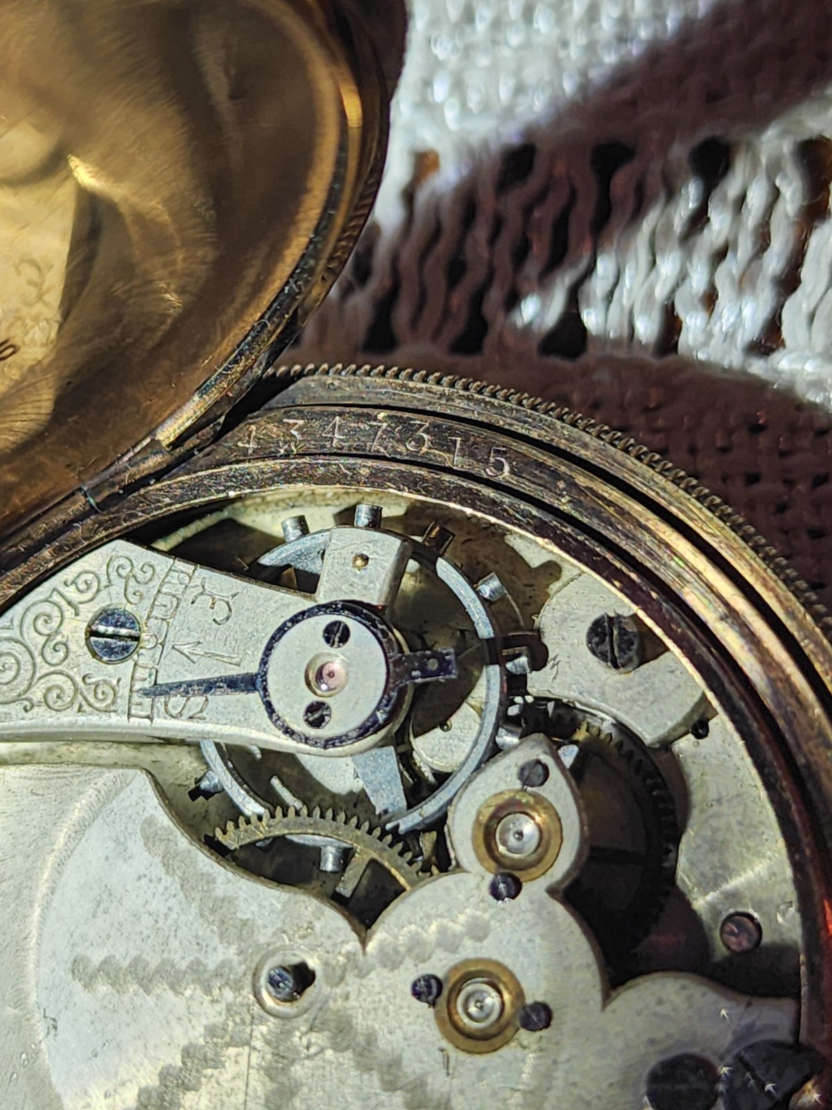 Antique Swiss Ladies Pocket Watch Gold Filled Hunter Case Bird Engraved WW