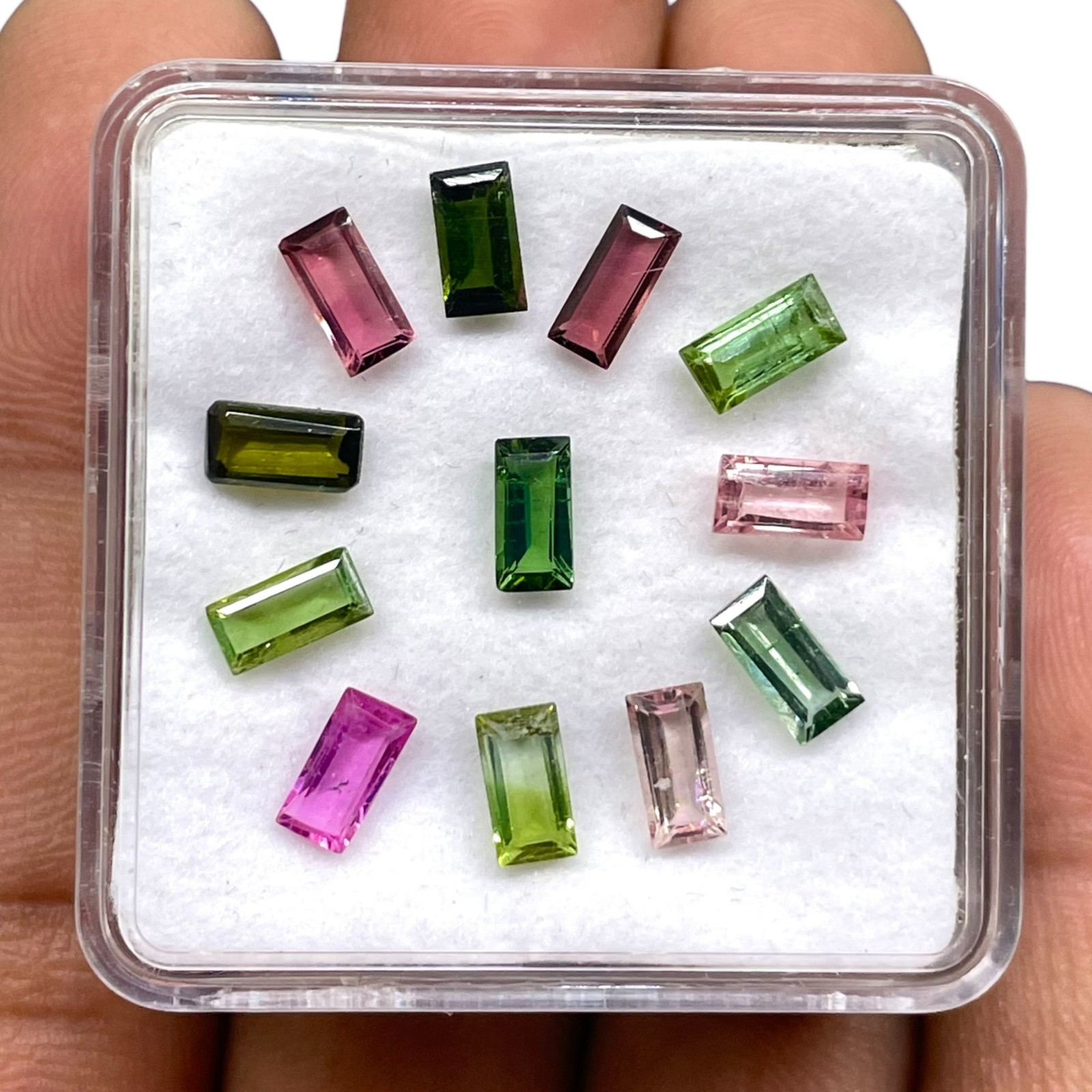 12 Pcs Natural Multi Tourmaline 6-6.3mm Baguette Cut Loose Untreated Gemstones