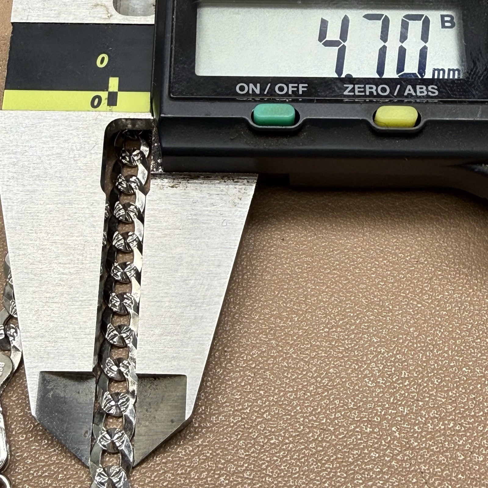 Flat CURB Diamond Cut LINK CHAIN BRACELET STERLING SILVER 925 ITALY 4.7mm 7.5”