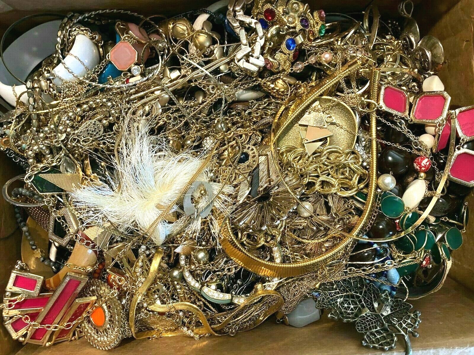 3 Lbs Pound Unsorted Huge Lot Jewelry Vintage New Junk w/ Wear Resell Tangled In