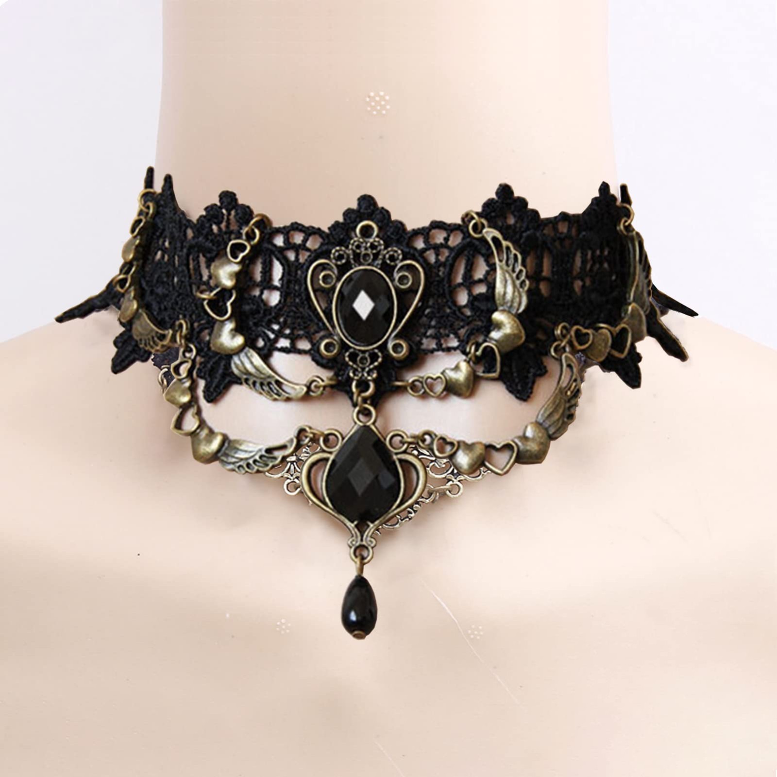 5-Piece Halloween Gothic Jewelry Set – Sexy Lace Choker Necklaces & Pendants for