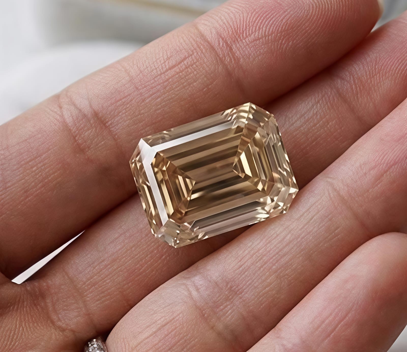 2 CT Fancy Champagne Color Emerald Cut VVS1 Diamond Premium 7×9 MM gemstone +Gi