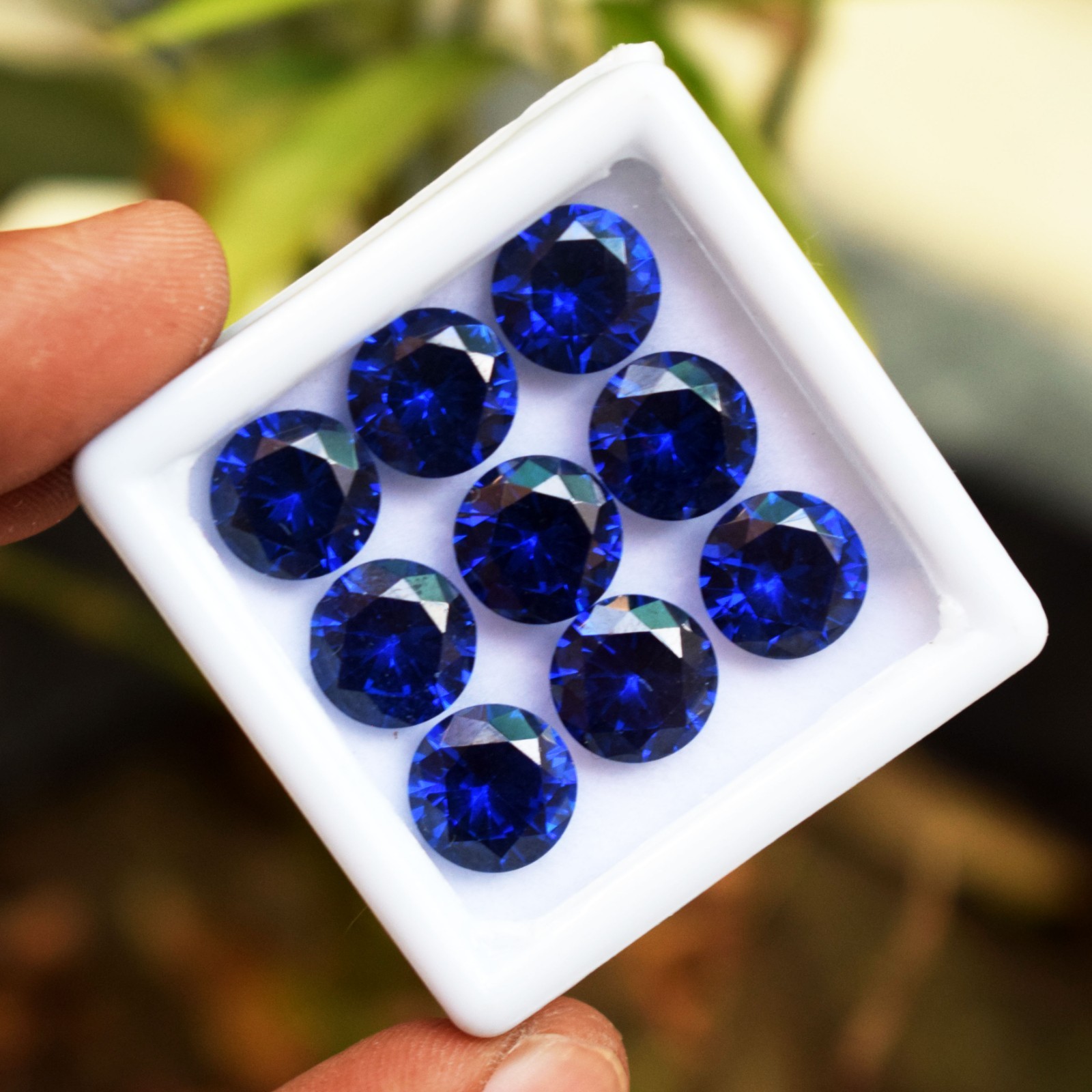 40 CT Flawless Royal Blue Sapphire Round Cut Certified Loose Gemstone 9 Pcs Lot