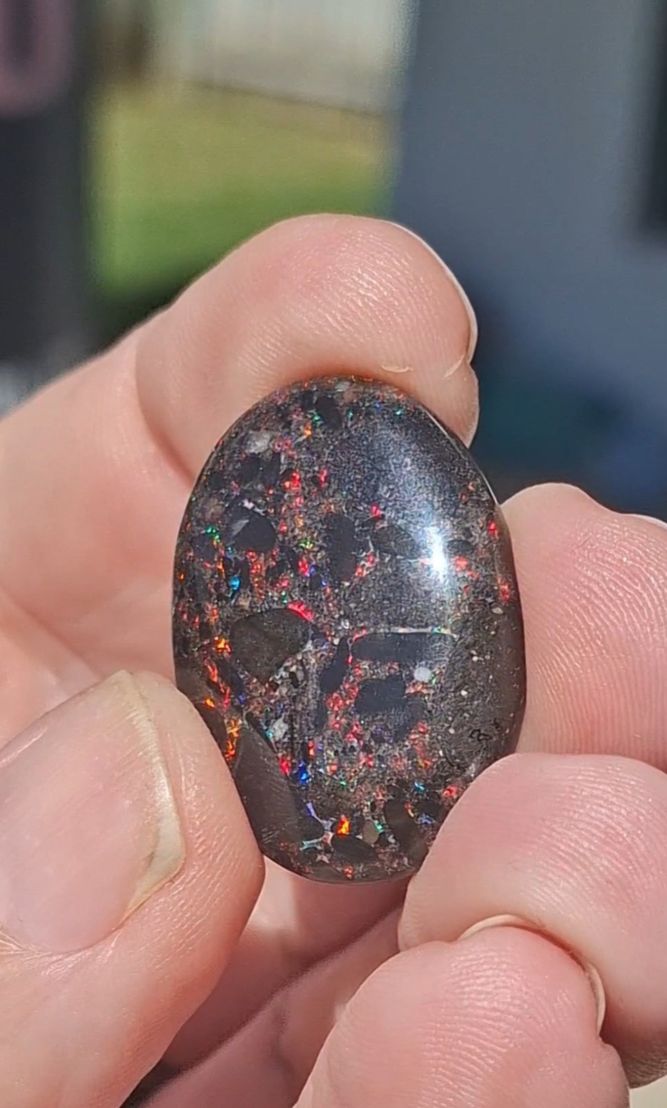 30cts Jundah treated matrix opal. Bright multicolour patterns on both sides