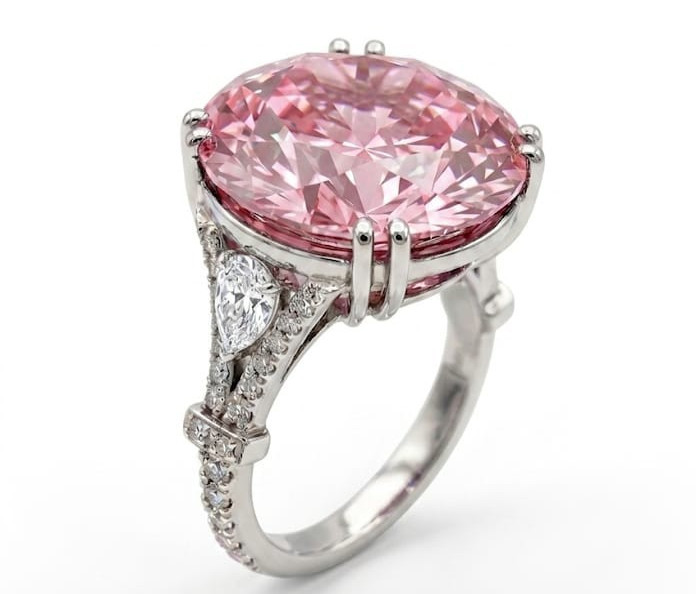 RARE 5.00 Ct Certified Round Cut Pink Natural Diamond Ring White Gold Finish