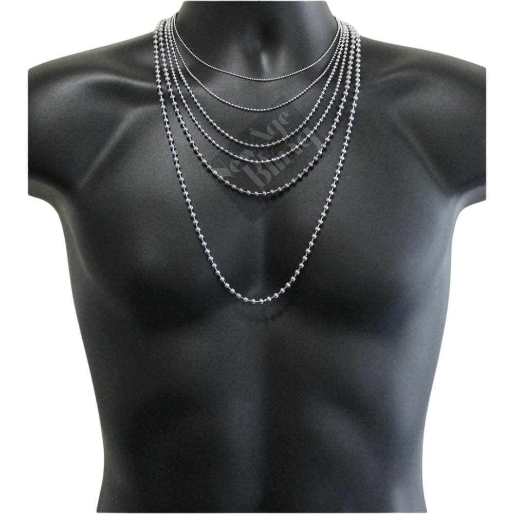 Stainless Steel Ball Chain 16″-40″ Dog Tag Bead Necklace 1.5/2/3/4.5mm