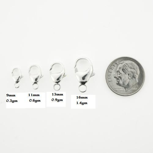 Sterling Silver 925 Lobster Claw Clasp. Wholesale Lobster Catch. All Sizes. Claw