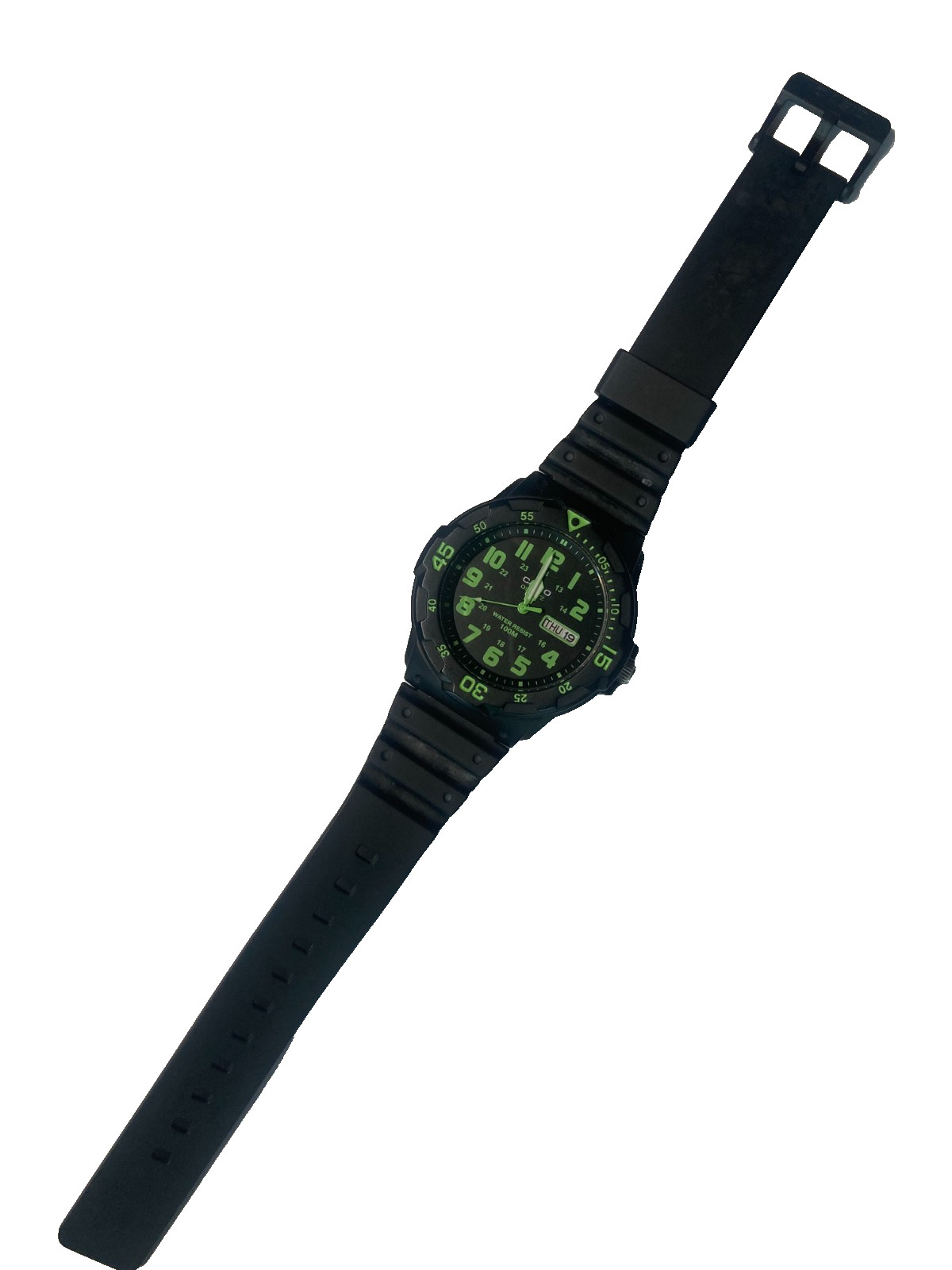 Casio Analog Watch 100M WR Day Date Green Dial Sport Dive Men