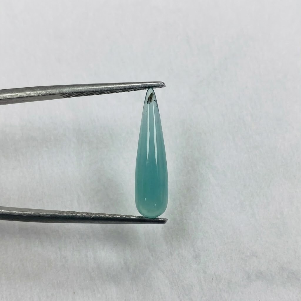 Natural Green Chalcedony Long Teardrop Cabochon Loose Gemstone For Pendant Jewel