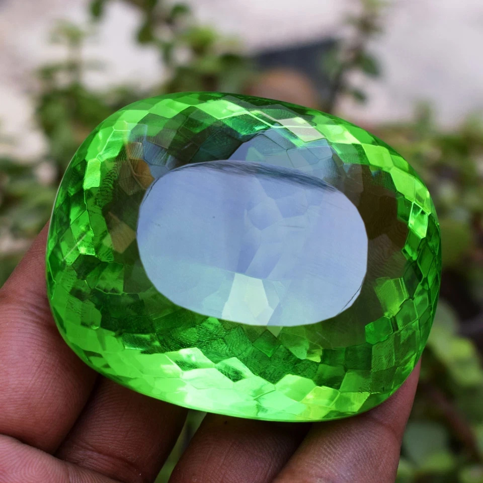 718.50 CT Flawless Green Peridot Cushion Cut Certified Loose Gemstone Rare Size